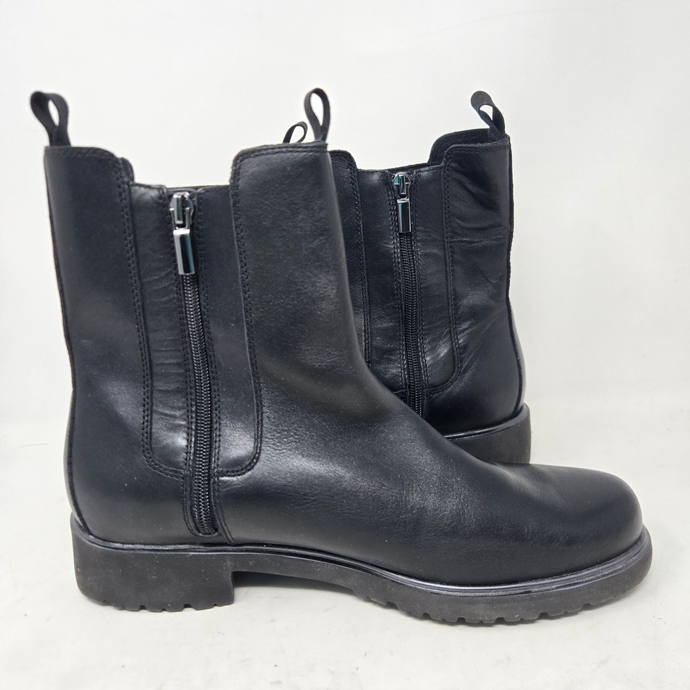 Munro American Black Leather Chelsea Boots Side Zip Lug Sole Womens 11 M M614381 - Picture 6 of 10